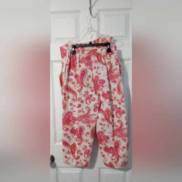 Vintage Units Petite Paisley Print Sleeveless Linen Top and Capri Set Resort - Picture 2 of 5